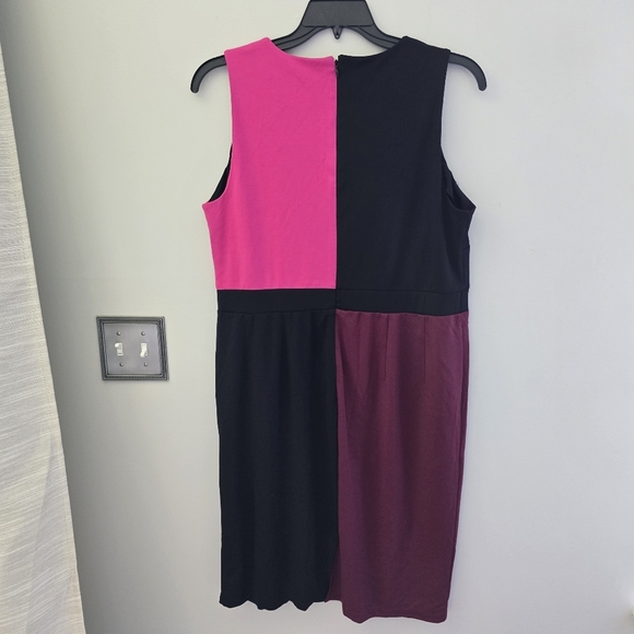 Lane Bryant Women's Plus Colorblock Sheath Pink Black Sleeveless Midi Dress 16 - Picture 5 of 6